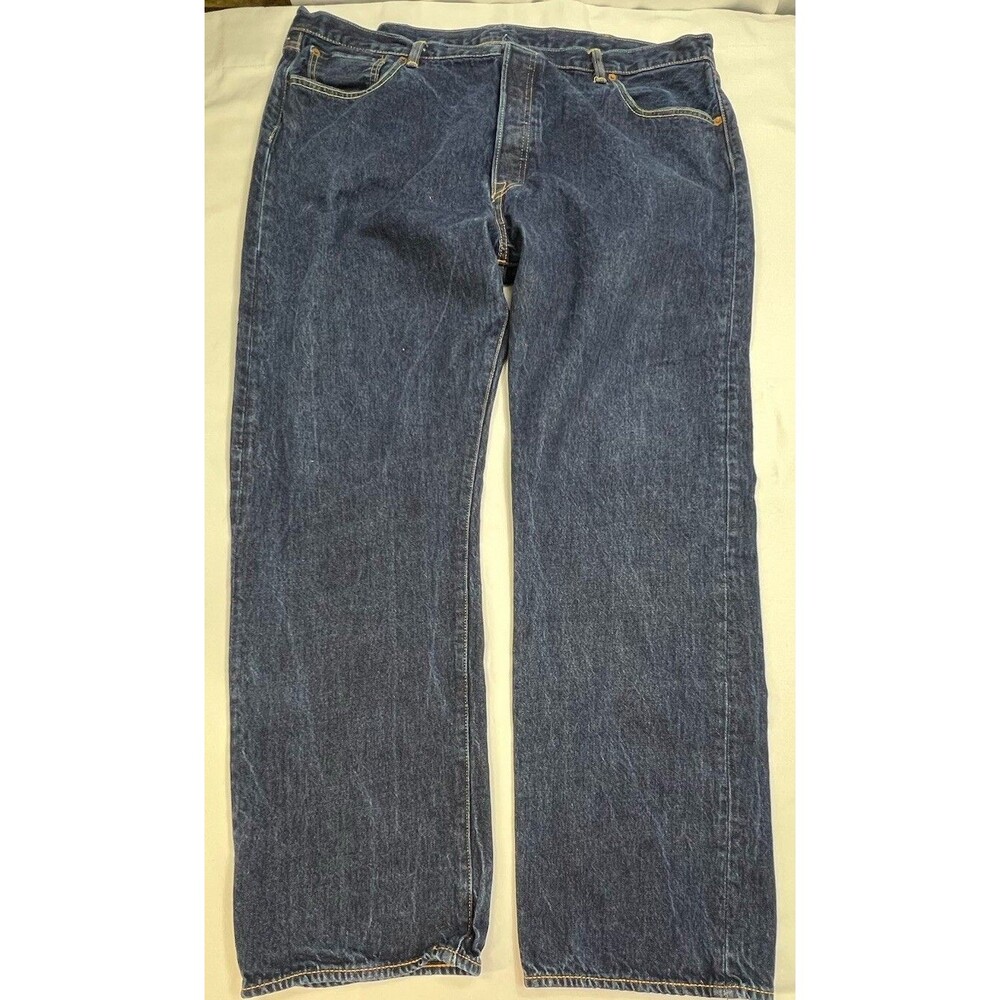 Levis 501 Mens Dark Wash Button Fly 5 Pocket Denim Blue Jeans 44 x 31